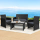 Gardeon 4-Piece Black Rattan Outdoor Sofa Lounge Set - Full View