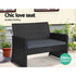Two Armchairs and Two-Seater Sofa - Black Wicker
