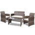 Full View of Gardeon 4-Piece Grey Wicker Patio Set