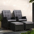 Gardeon 2-Piece Wicker Recliner Furniture Set - Black