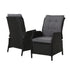 2-Piece Wicker Recliner Set – Gardeon Black
