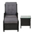 Black Wicker Recliner Chairs with Ottomans