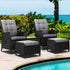 Full Set View - Recliners, Ottomans, Table - Black