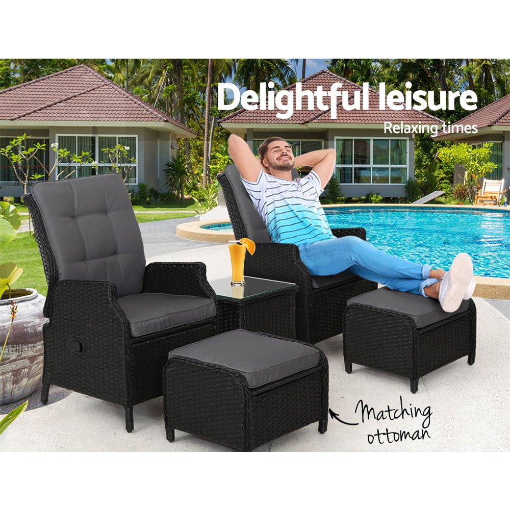Relaxing Patio Furniture Set - Black Wicker