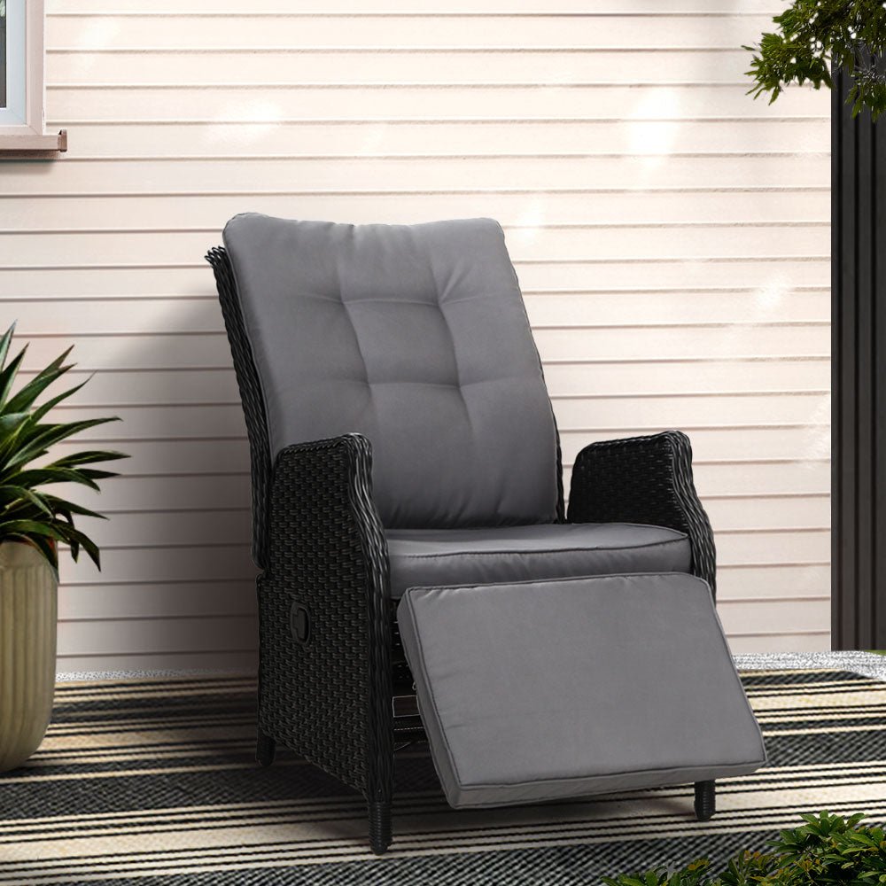 Black Wicker Recliner Chair Side View