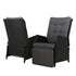Adjustable Black Wicker Outdoor Chair