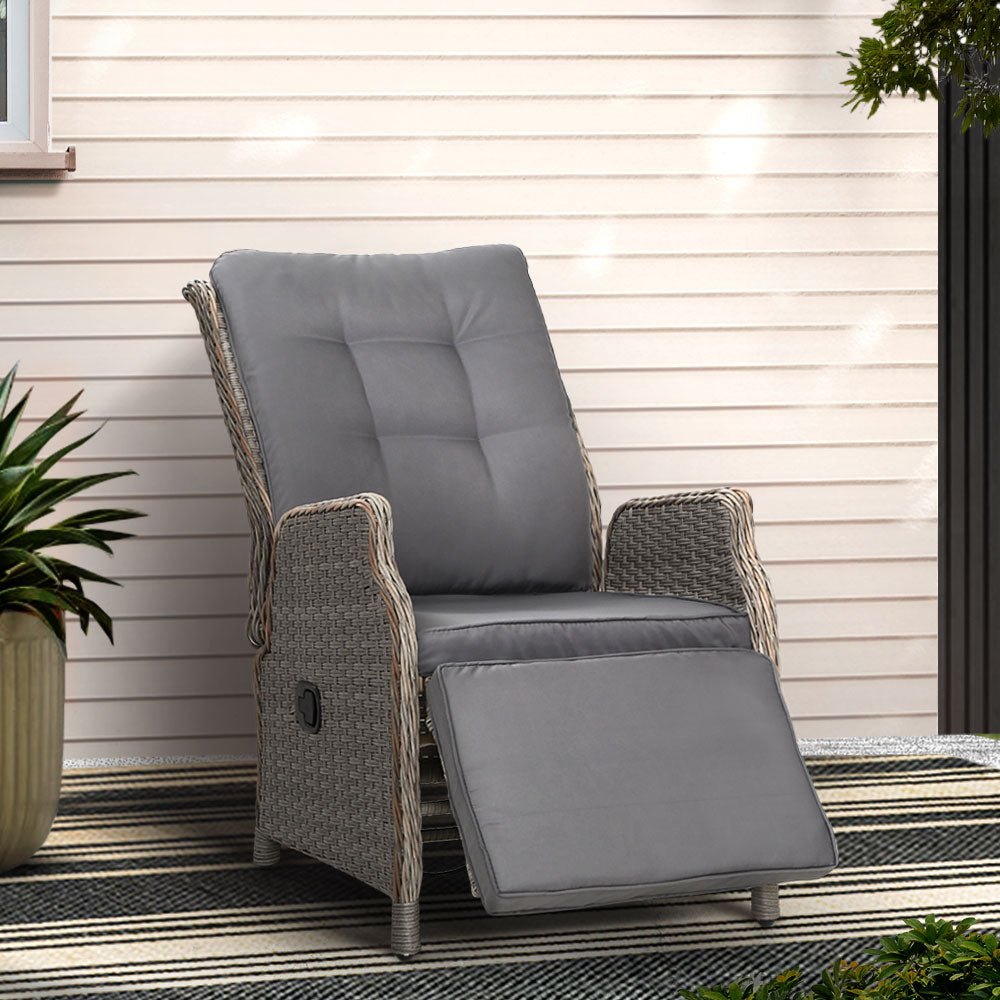 Comfortable Grey Cushion on Wicker Recliner