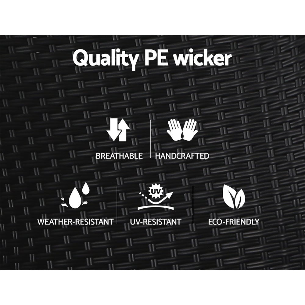 1-Piece Wicker Recliner – Gardeon Black