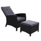 1-Piece Wicker Recliner Lounge – Gardeon Black Patio