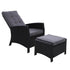 1-Piece Wicker Recliner Lounge – Gardeon Black Patio