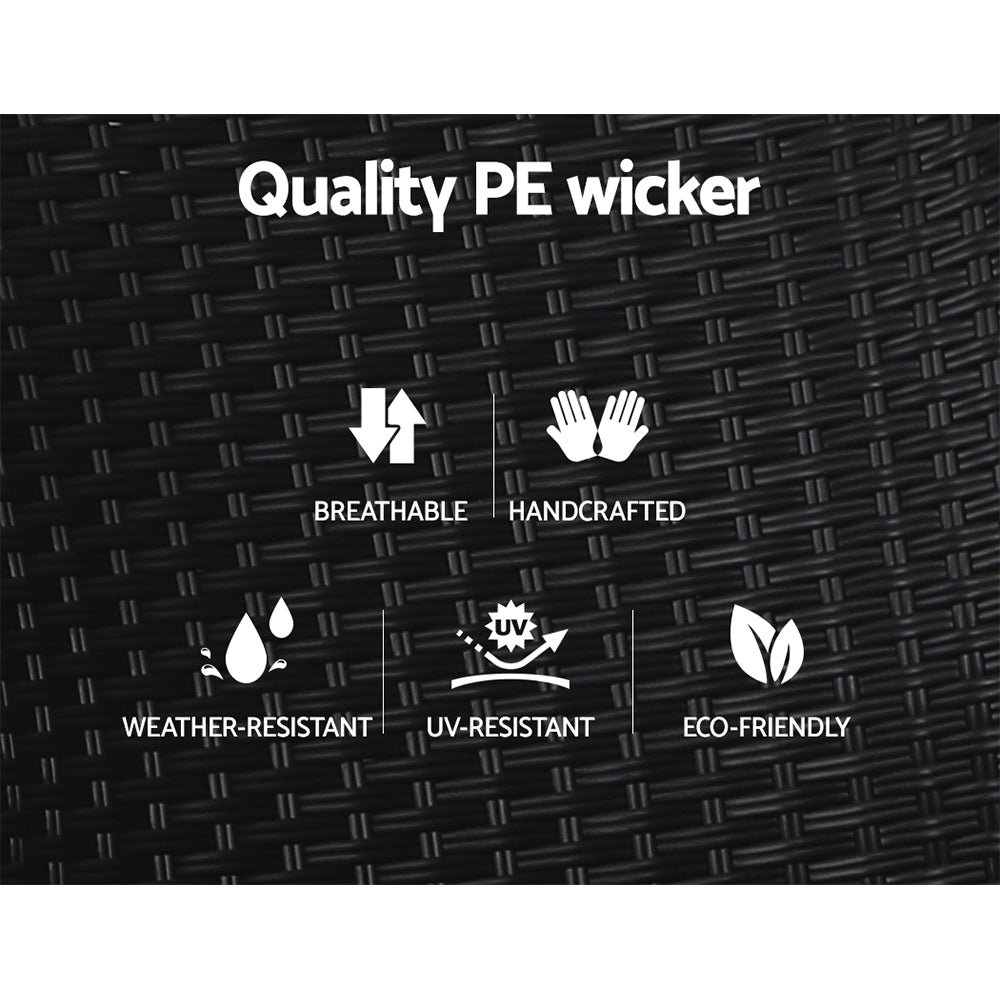 2-Piece Wicker Recliner Set – Gardeon Black