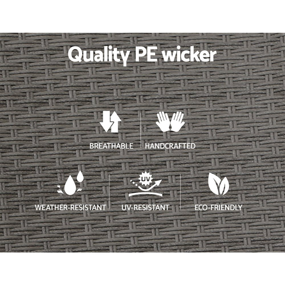 1-Piece Wicker Recliner – Gardeon Grey