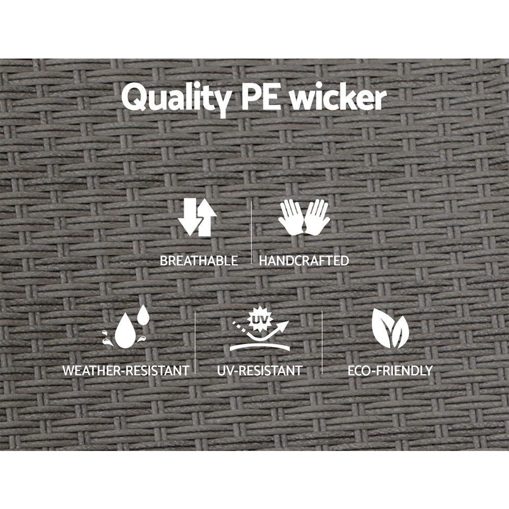 2-Piece Wicker Recliner Set – Gardeon Grey