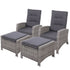 2-Piece Wicker Recliner Set – Gardeon Grey