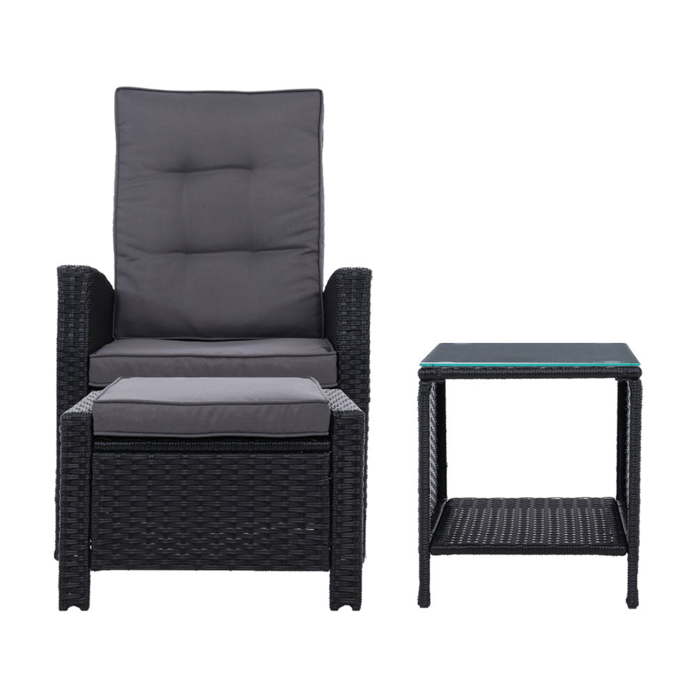 5-Piece Wicker Recliner Set – Gardeon Black