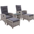 5-Piece Wicker Recliner Set – Gardeon Grey
