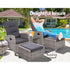 5-Piece Wicker Recliner Set – Gardeon Grey