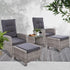 5-Piece Wicker Recliner Set – Gardeon Grey