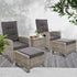 5-Piece Wicker Recliner Set – Gardeon Grey
