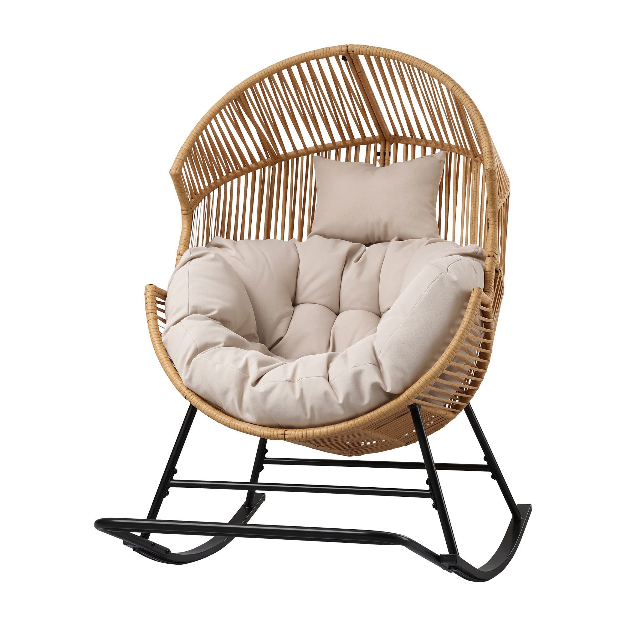 Gardeon natural rattan egg rocking chair side view