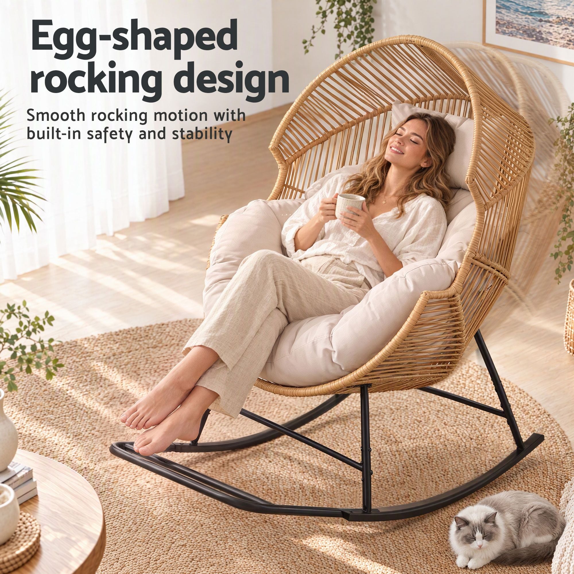 Gardeon egg rocking chair steel frame detail