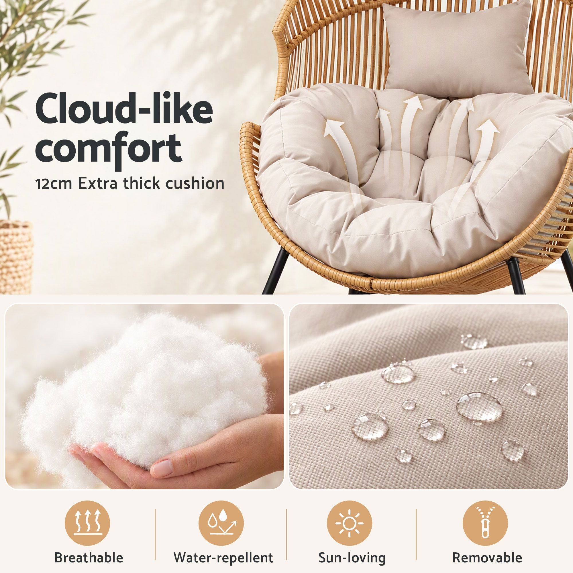 Gardeon rattan rocking chair dimensions