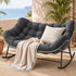 Gardeon 2-seater wicker rocking loveseat in grey