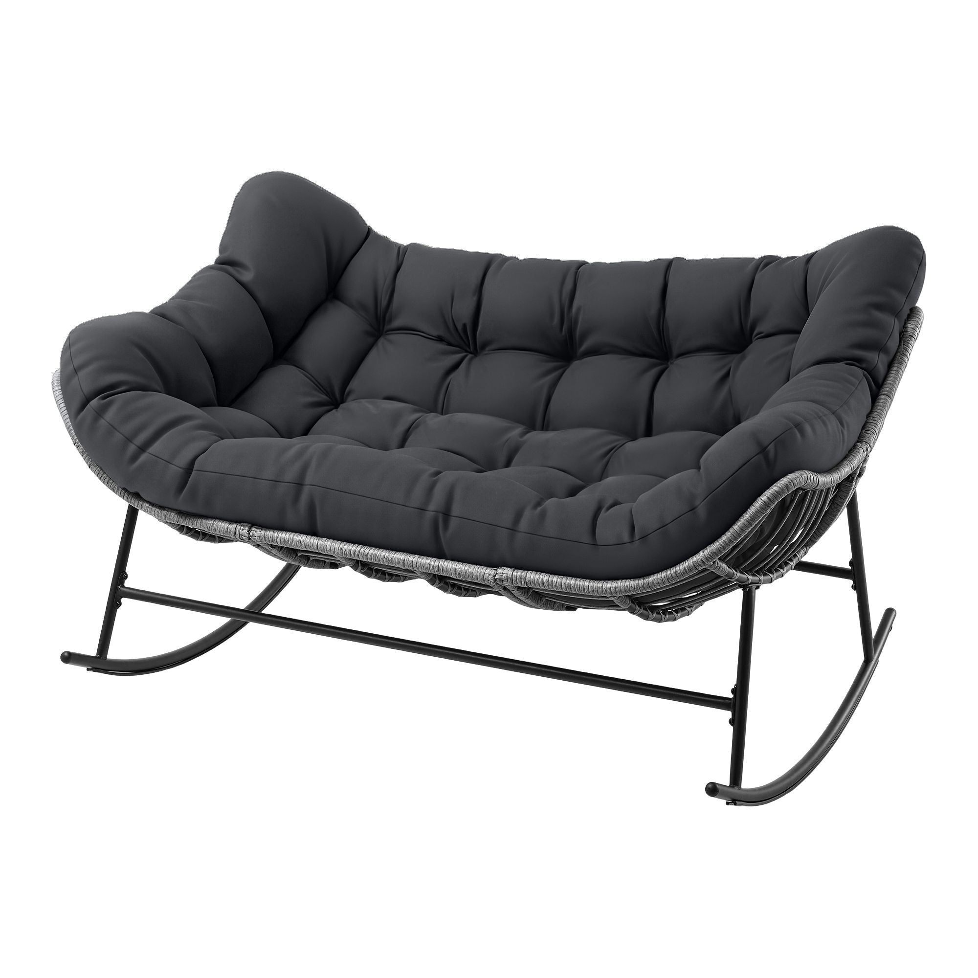 Gardeon grey outdoor rocking loveseat front view