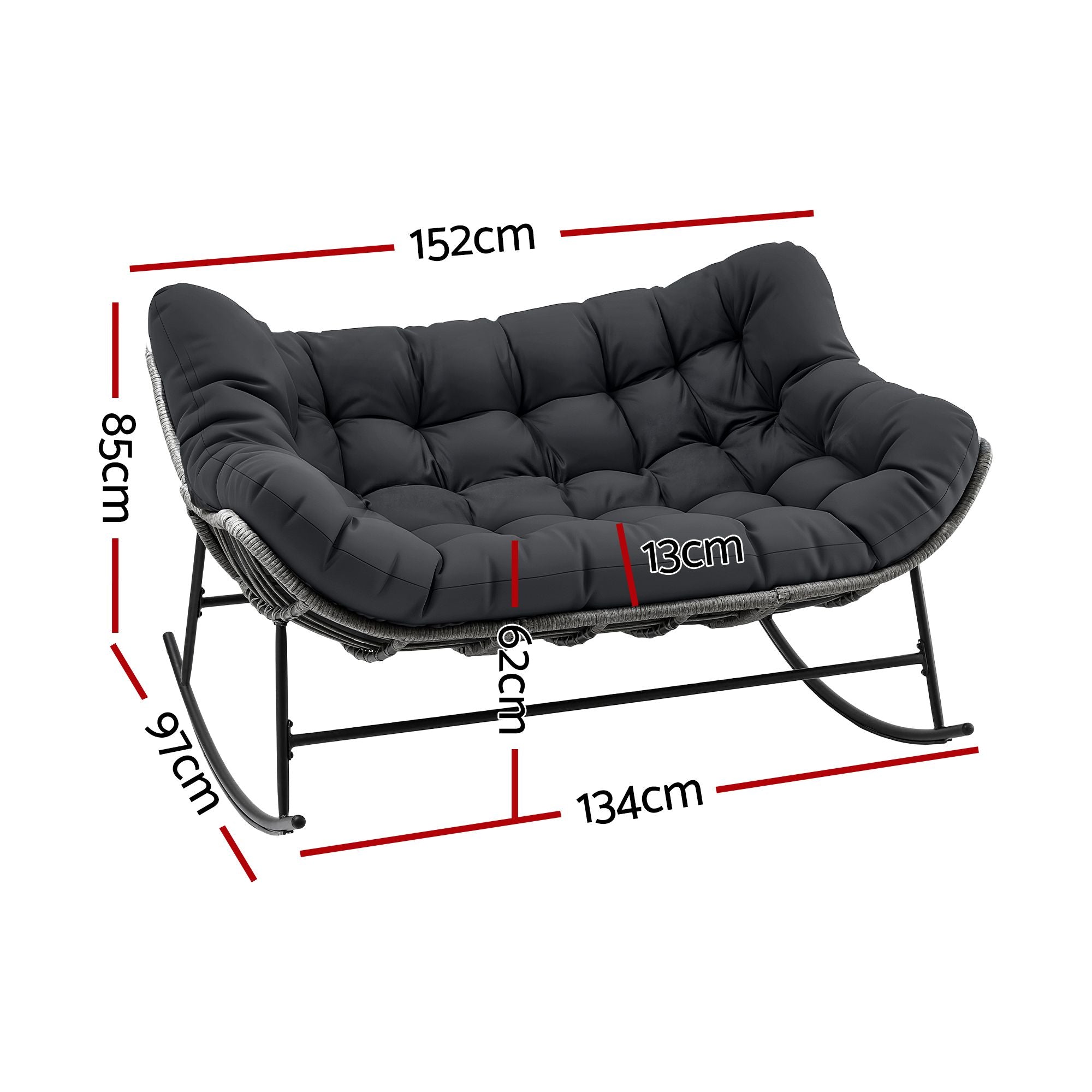 Gardeon two-seater wicker rocking chair