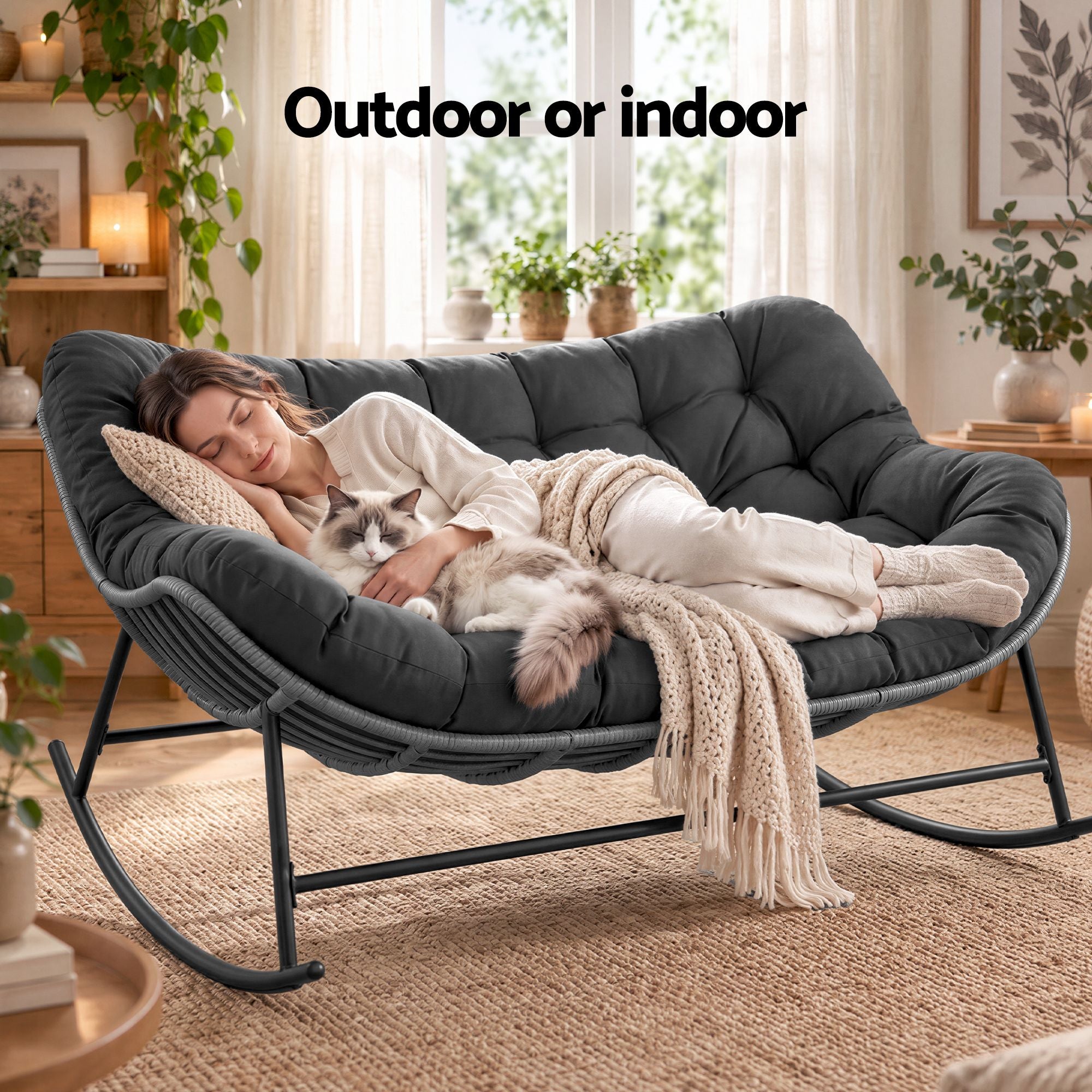 Gardeon wicker rocking loveseat features