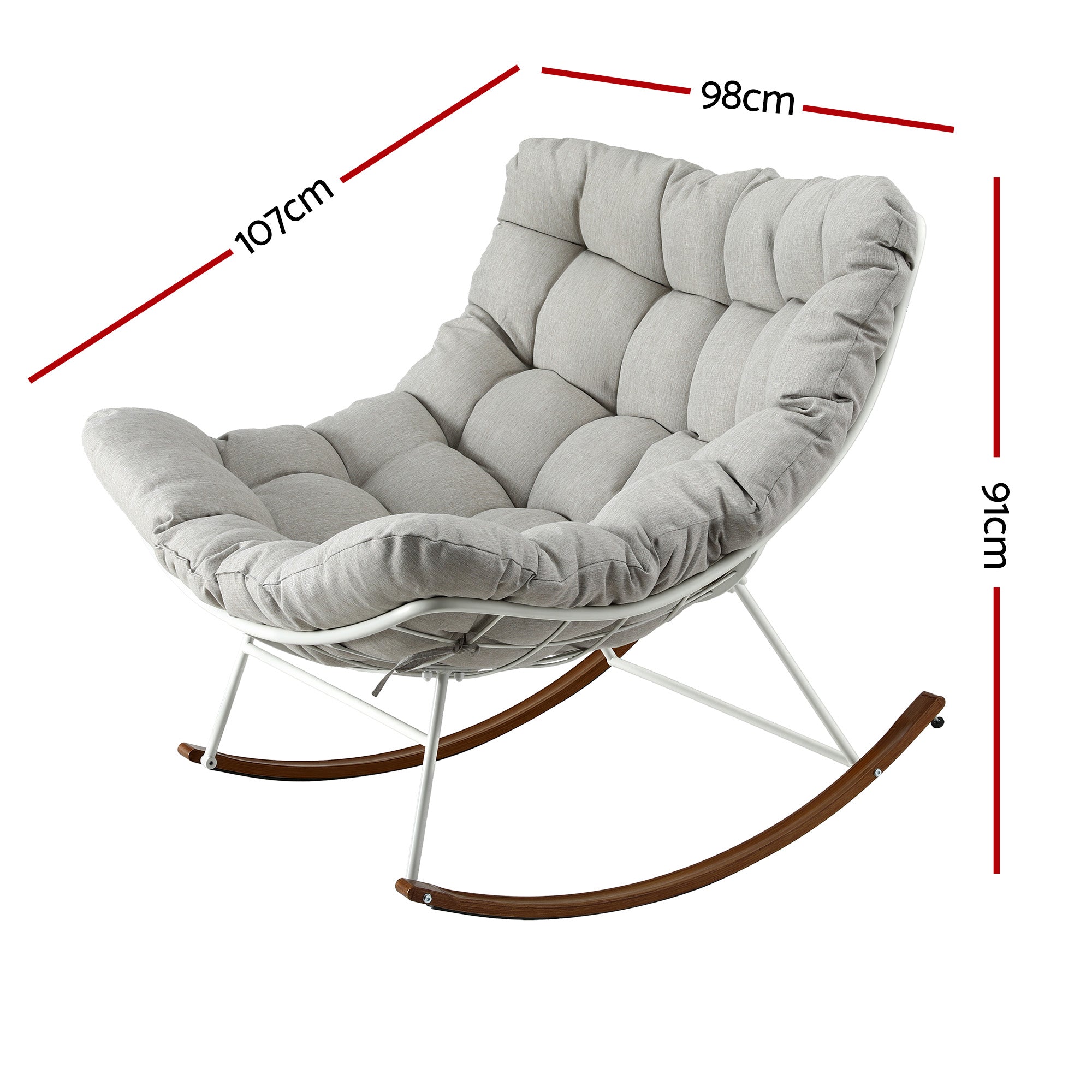 Gardeon Outdoor Rocking Chair Furniture Papasan Recliner Garden Patio Lounge Setting White