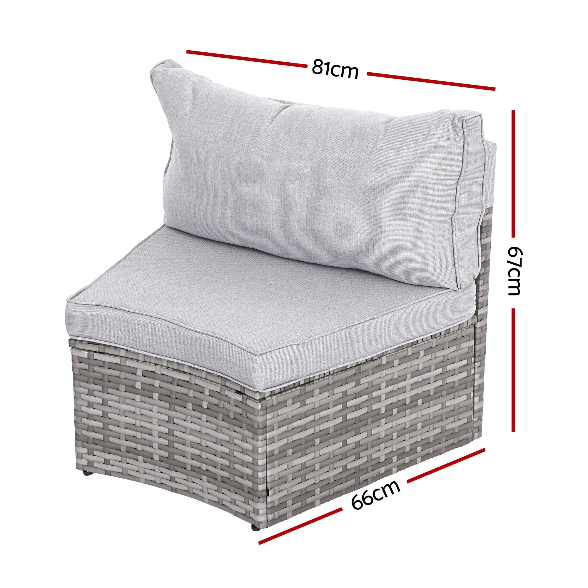 Gardeon 2 PCS Outdoor Sofa Set Rattan Modular Chair Garden Patio Furniture Grey