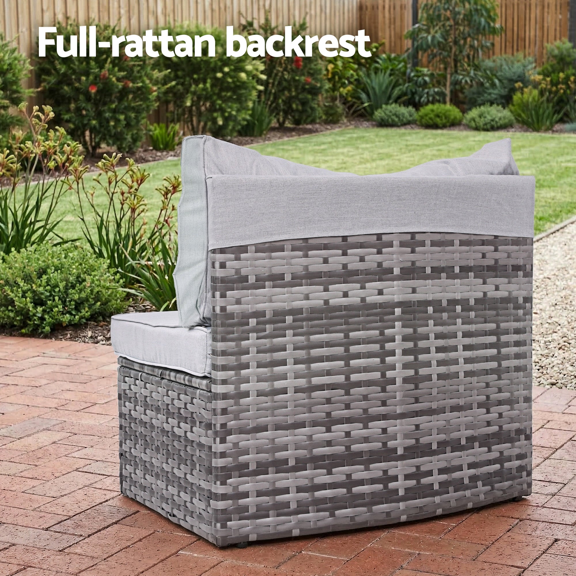 Gardeon 2 PCS Outdoor Sofa Set Rattan Modular Chair Garden Patio Furniture Grey