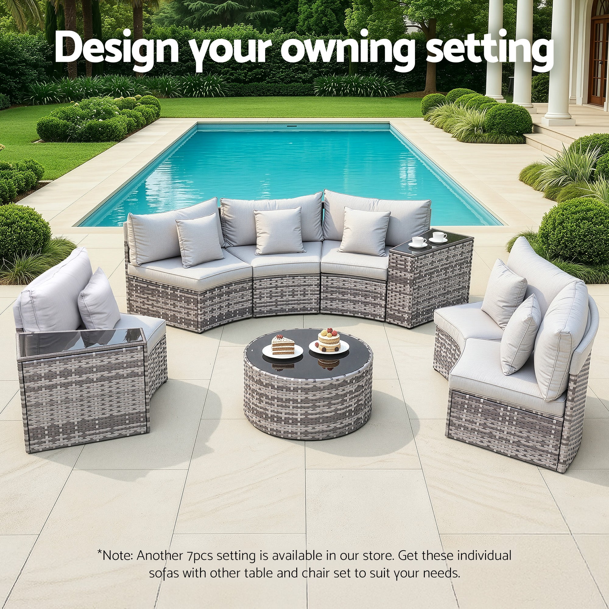 Gardeon 2 PCS Outdoor Sofa Set Rattan Modular Chair Garden Patio Furniture Grey