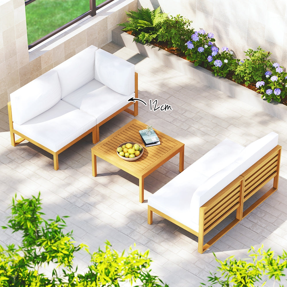 Gardeon 4-Seater Outdoor Sofa Set Wooden Lounge Setting 5PCS