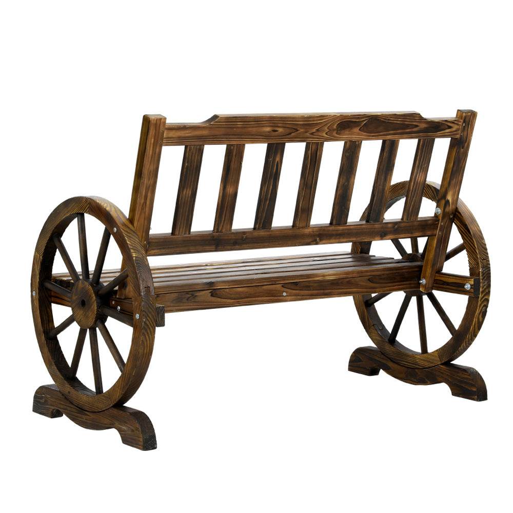 Gardeon Outdoor Garden Bench Wooden 2 Seater Wagon Chair Patio Furniture Brown - Outdoorium