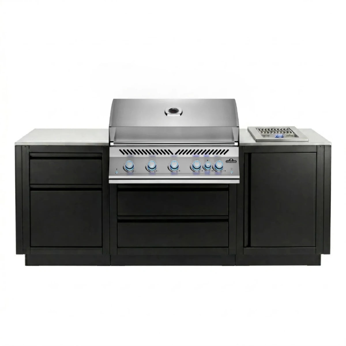 Napoleon OASIS modular outdoor kitchen with BIG38 Built-In 700 Series BBQ and stainless steel infrared side burner