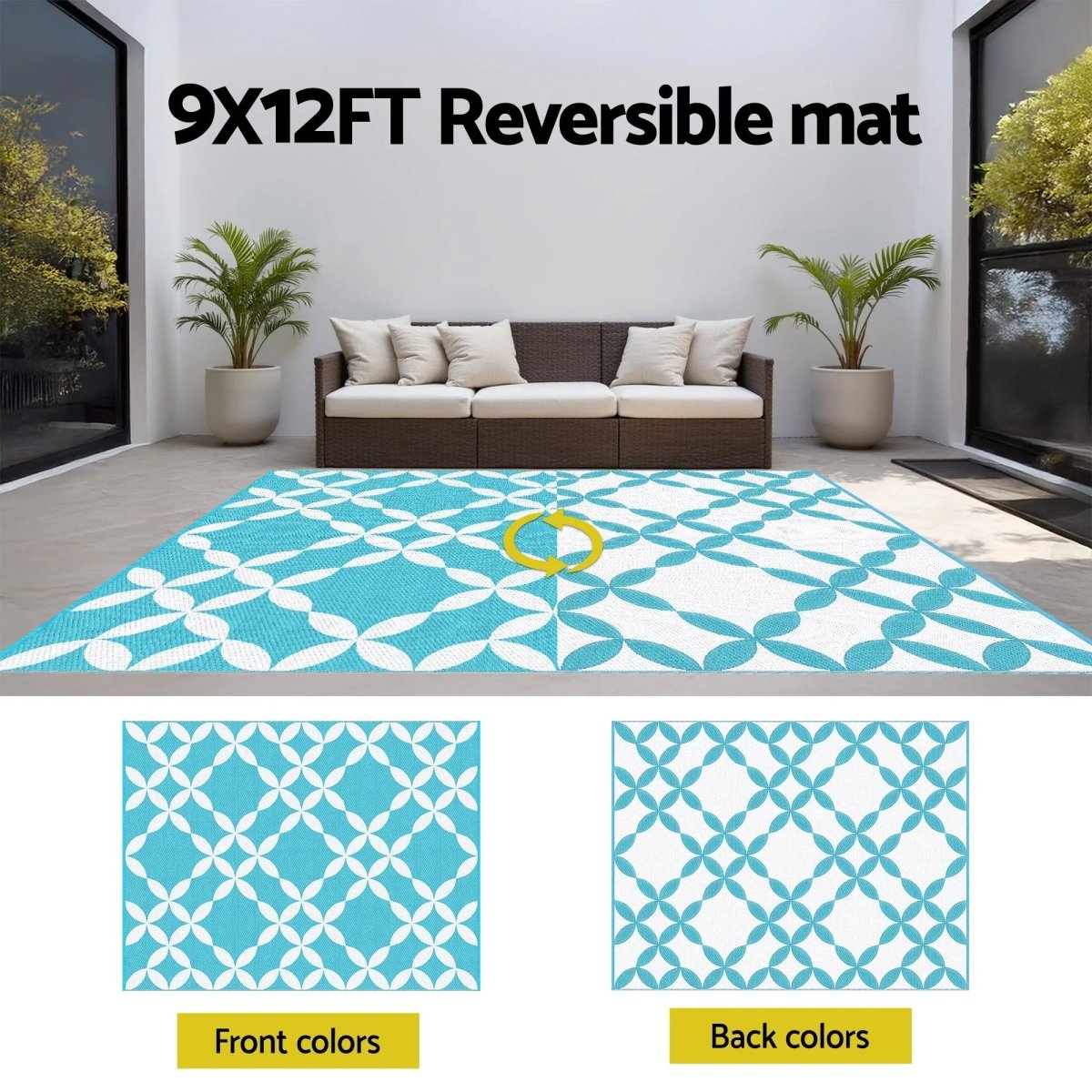 Gardeon Outdoor Rugs 274x366cm Large Carpet Reversible Area Mat PP Dual - Sided Patio Rug Light Blue | | | | Home & Garden > Rugs > Outdoor Rugs | Gardeon | Outdoorium | DSZ | free - shipping | Outdoor Rugs | 6