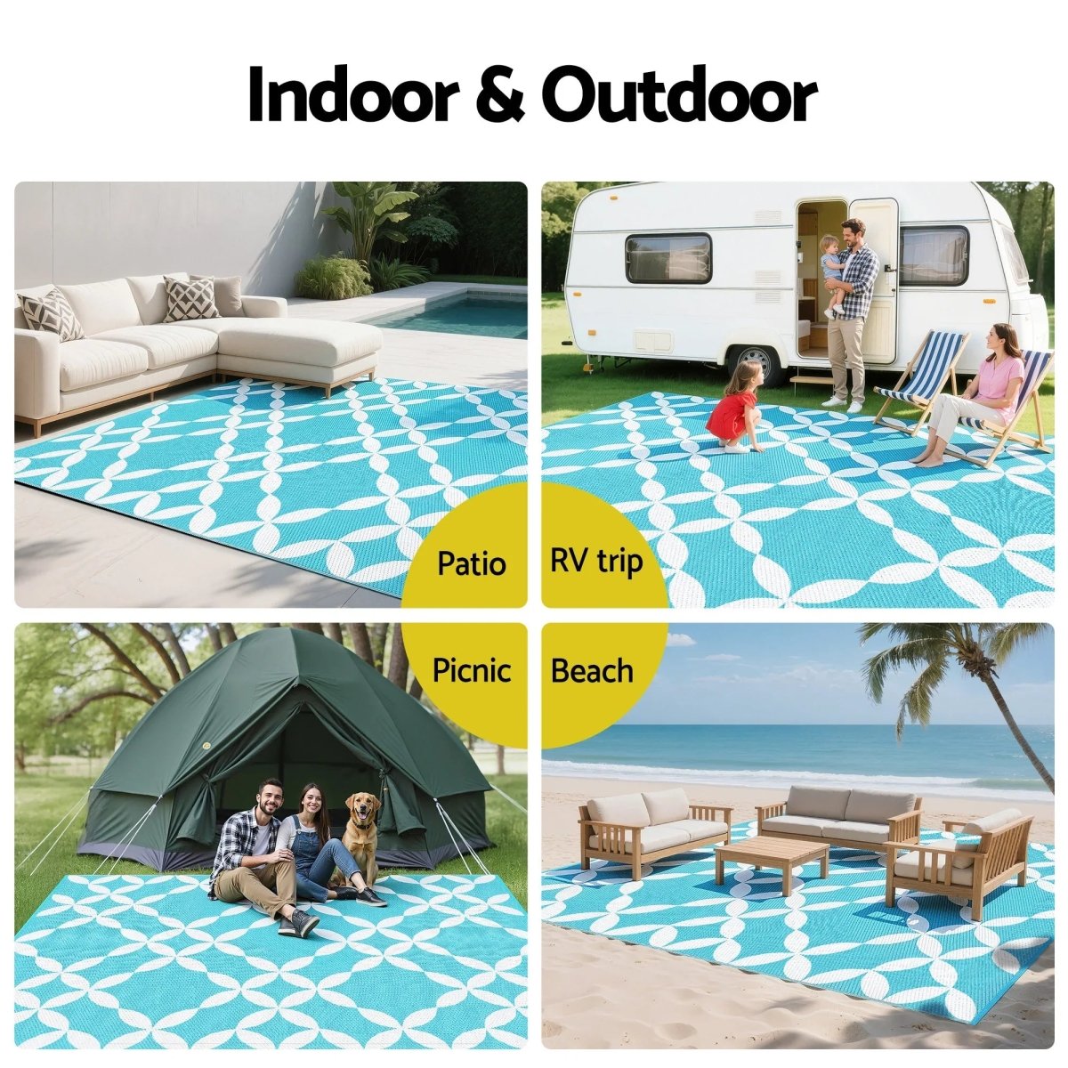 Gardeon Outdoor Rugs 274x366cm Large Carpet Reversible Area Mat PP Dual - Sided Patio Rug Light Blue | | | | Home & Garden > Rugs > Outdoor Rugs | Gardeon | Outdoorium | DSZ | free - shipping | Outdoor Rugs | 8