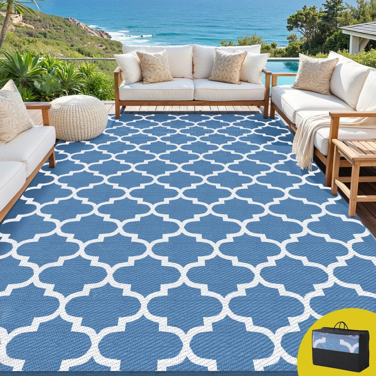 Gardeon Outdoor Rugs 274x366cm Large Carpet Reversible Area Mat PP Dual - Sided Patio Rug Blue | | | | Home & Garden > Rugs > Outdoor Rugs | Gardeon | Outdoorium | DSZ | free - shipping | Outdoor Rugs | 1