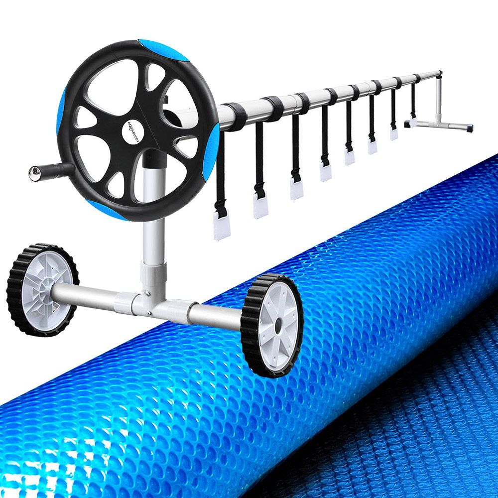 Aquabuddy Pool Cover 500 Micron 10x4m Swimming Pool Solar Blanket 5.5m Roller Blue