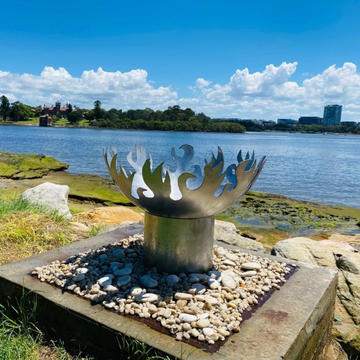 Flame Dancer Stainless Steel Fire Pit - Outdoorium