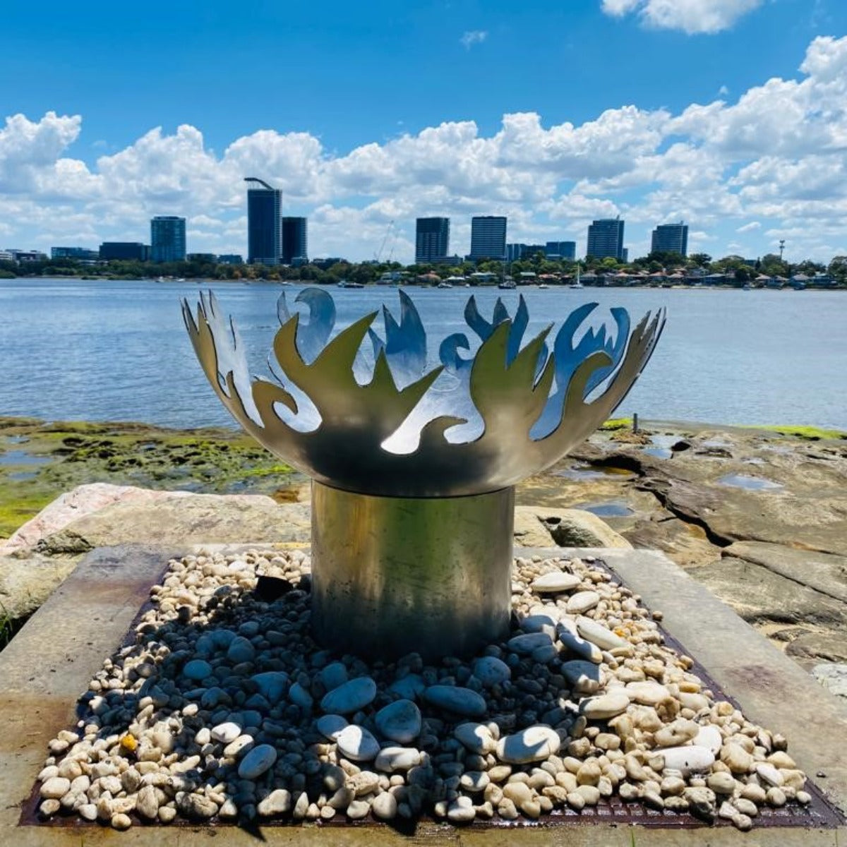 Flame Dancer Stainless Steel Fire Pit - Outdoorium