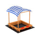 Keezi Kids Sandpit Wooden Sandbox Sand Pit with Canopy Water Basin Toys 146cm | Outdoorium