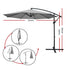 Instahut 3m Outdoor Umbrella Cantilever Beach Garden Patio Grey