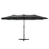 Instahut 4.57m Outdoor Umbrella Beach Pole Garden Tilt Black