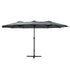 Instahut 4.57m Outdoor Umbrella Beach Pole Garden Tilt Charcoal