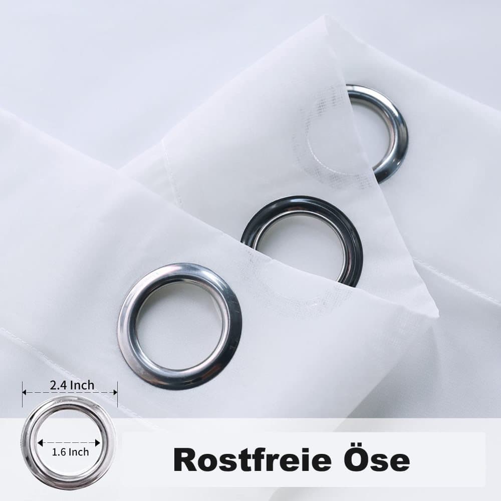1 Pair Water Resistant Eyelet Curtains for Outdoor, White, 132 cm x 241 cm