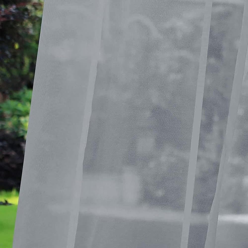 1 Pair Water Resistant Sheer Eyelet Curtains for Outdoor, 132 cm x 213 cm, Gray