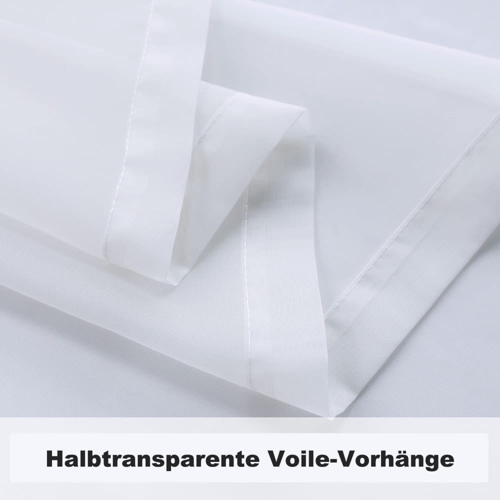 1 Pair Water Resistant Sheer Eyelet Curtains for Outdoor, 132x274 cm, White